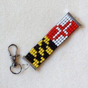 Maryland state flag bead keychain/bag charm, handmade
